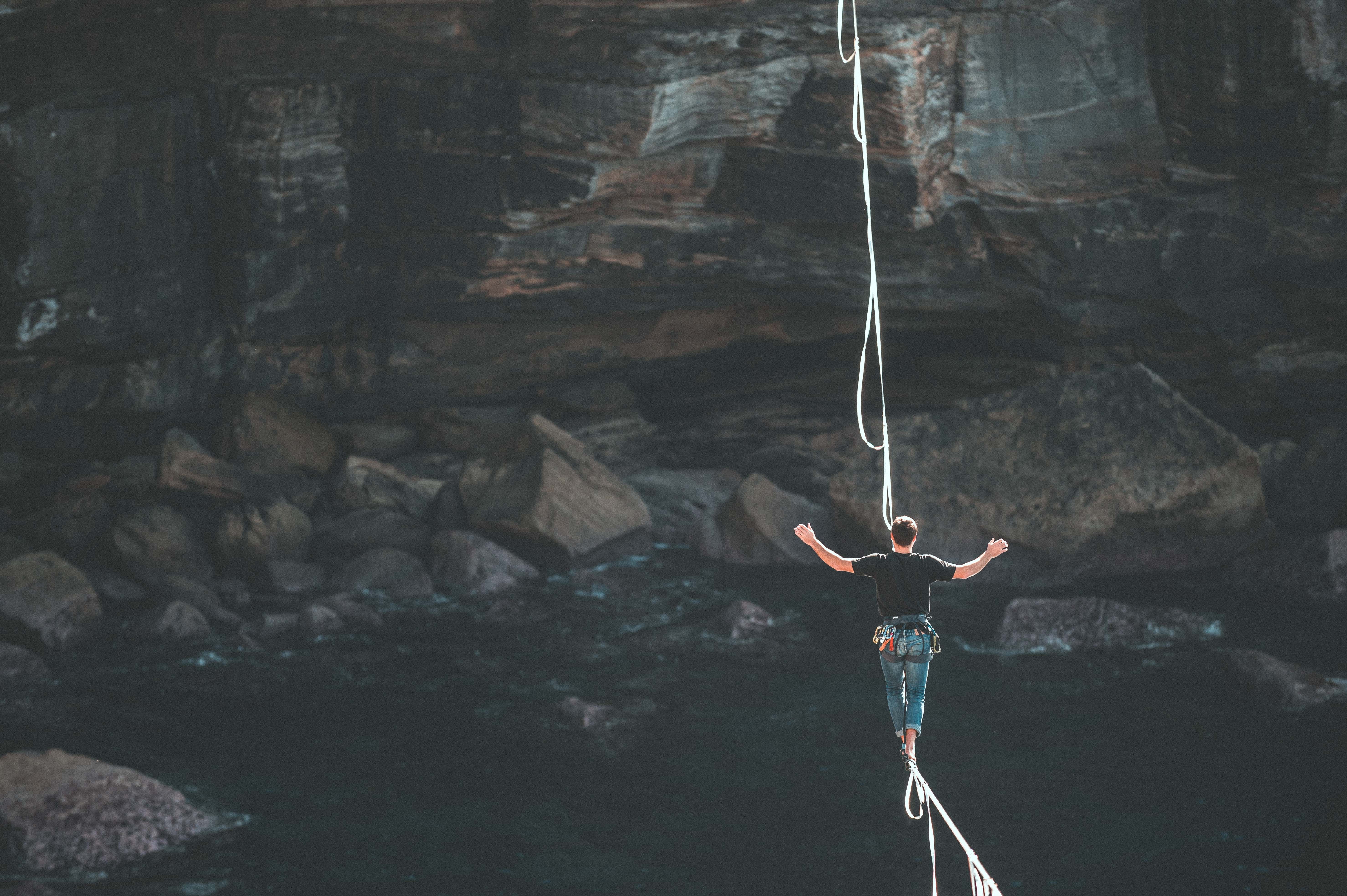 Man standing on the string